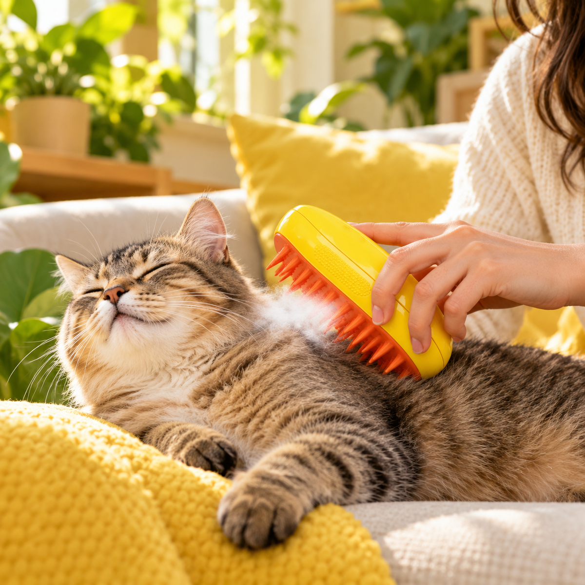 Patélia BrumiDouce™ – Brosse brumisante anti-poils pour chats et petits chiens